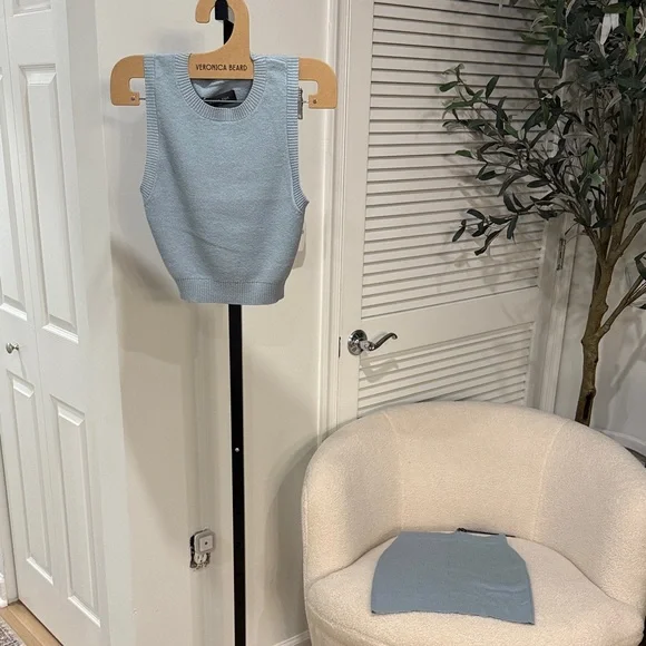 White Fox Boutique Blue Knit Set - Crop top and Mini Skirt - Picture 2 of 11